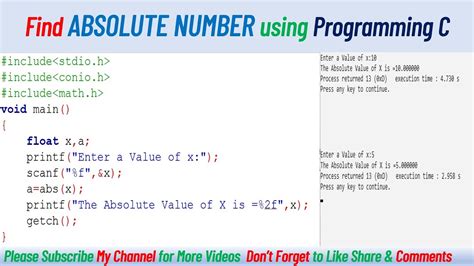 Absolute value in C .